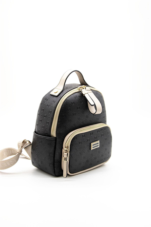 Silver & Polo SP1130 Kadın Sırt Çantası Logolu Siyah-S.Nut