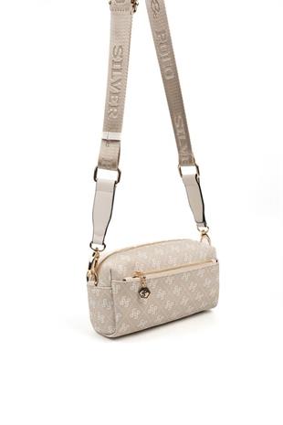 Silver & Polo SP1142 Kadın Çapraz Çanta Monogram Taş-Kemik