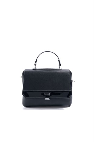 Silver & Polo SP838 Kadın Çapraz Çanta Düz Siyah-Rugan Siyah