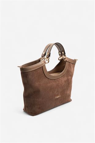 Silver & Polo SP1189 Kadın El Çantası Süet Kahve-Vizon