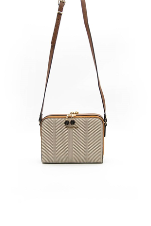 Silver & Polo SP888 Kadın Çapraz Çanta Hasır Bej-Taba