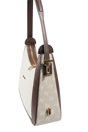 Silver Polo SP1187 Kadın Omuz Çantası Monogram Taş-Kahve