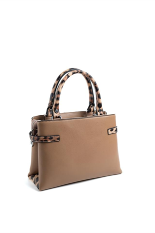 Silver & Polo SP1149 Kadın El Çantası Düz Bizon-Leopar Taba