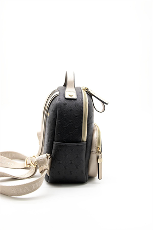 Silver & Polo SP1130 Kadın Sırt Çantası Logolu Siyah-S.Nut