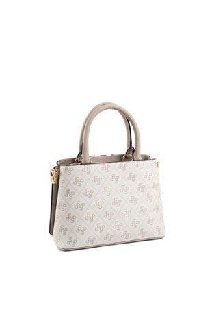 Silver & Polo SP987 Kadın El Çantası Şeritli Monogram Bej-Kum