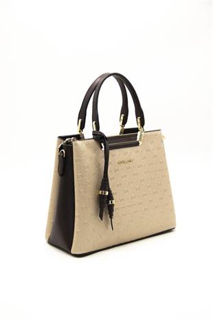 Silver & Polo SP969 Kadın El Çantası Logolu Nut-Kahve