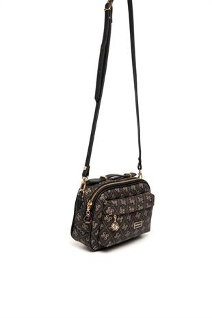 Silver Polo SP1186 Kadın Çapraz Çanta Monogram Füme-Siyah