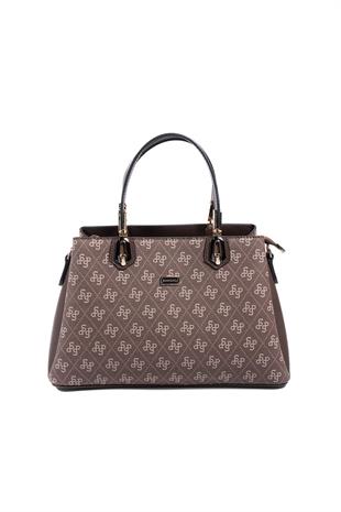 Silver & Polo SP1253 Kadın El Çantası Monogram Kahve