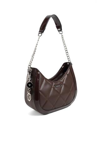 Silver Polo SP1168 Kadın Omuz Çantası Düz Kahve-Rugan Kahve