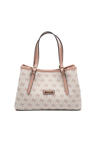 Silver & Polo SP1252 Kadın El Çantası Monogram Pembe-Somon