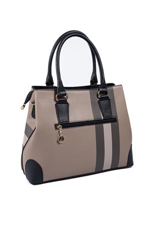 Silver & Polo SP667 Kadın El Çantası Ekose Kahve Sarı-Kahve