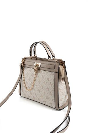 Silver & Polo SP1166 Kadın El Çantası Monogram Bej-Kum