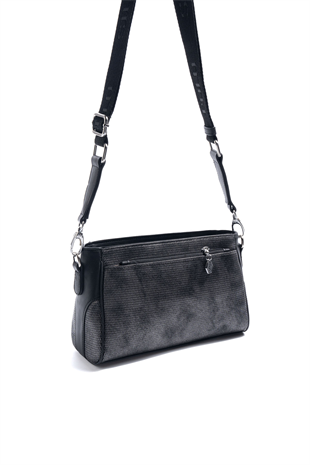 Silver & Polo SP1273 Kadın Çapraz Çanta Petek M.Gümüş-Siyah