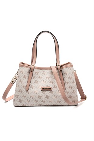 Silver & Polo SP1252 Kadın El Çantası Monogram Pembe-Somon