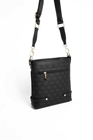 Silver & Polo SP1120 Kadın Çapraz Çanta Monogram Siyah