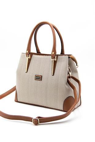Silver & Polo SP667 Kadın El Çantası Hasır Bej-Taba