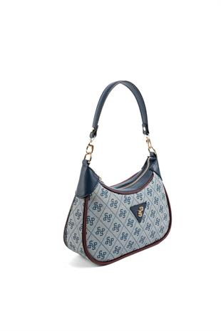 Silver Polo SP1180 Kadın Omuz Çantası Monogram Gri-Laci-Bordo