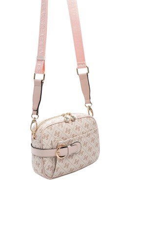 Silver Polo Pembe - Pudra Monogram Kadın Çapraz Çanta SP1256
