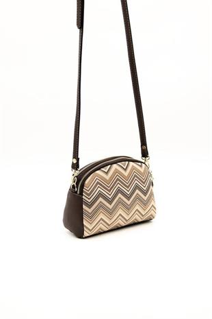 Silver & Polo SP1144 Kadın Çapraz Çanta Ekose Nut-Kahve