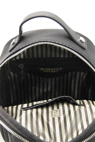 Silver & Polo SP1130 Kadın Sırt Çantası Logolu Siyah-S.Nut