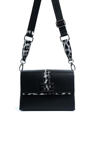 Silver & Polo Leopar Siyah SP1009 Kadın Çapraz Çanta