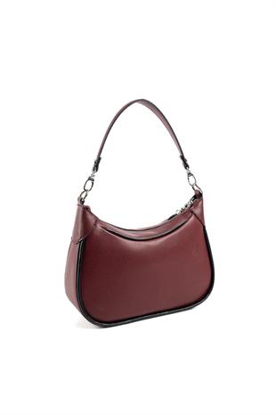 Silver Polo SP1180 Kadın Omuz Çantası Düz Bordo-Bordo-Siyah