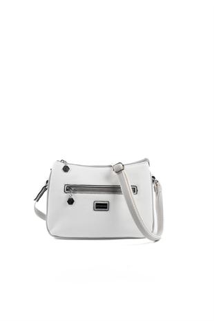 Silver & Polo SP818 Kadın Çapraz Çanta Petek Beyaz-A.Gri