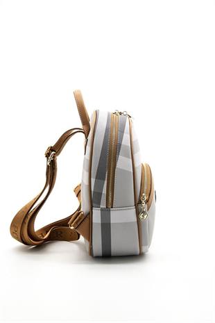 Silver & Polo SP945 Kadın Sırt Çantası Ekose A.Gri-A.Taba