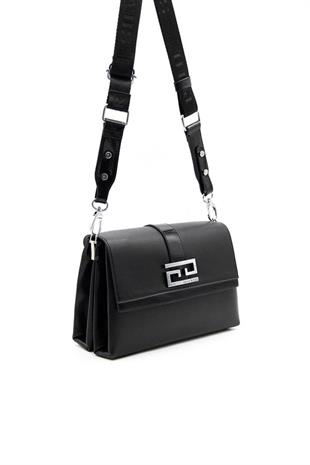 Silver & Polo SP1009 Kadın Çapraz Çanta Düz Siyah-Rugan Siyah