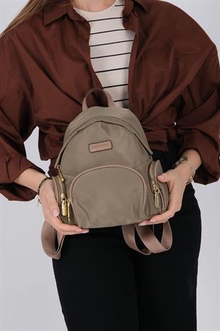 1208 Kadın Sırt Çantası  Yeşil-Kum