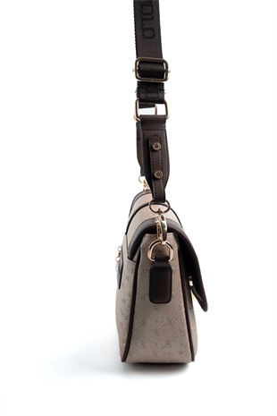 Silver & Polo SP1182 Kadın Çapraz Çanta Logolu Nut-Kahve
