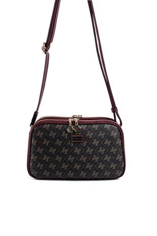 Silver & Polo SP899 Kadın Çapraz Çanta Monogram Kahve Sarı-Bordo