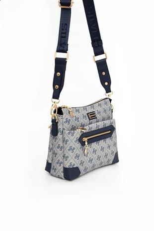 Silver & Polo SP1110 Kadın Çapraz Çanta Monogram Gri-Lacivert