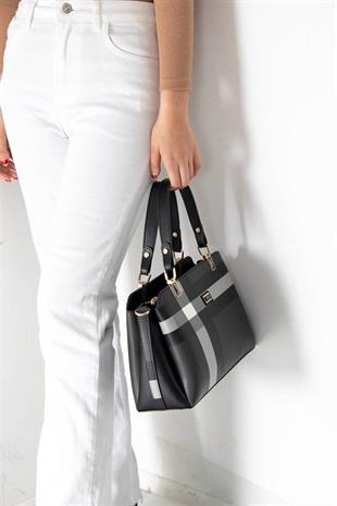 Silver & Polo SP972 Kadın El Çantası Ekose Siyah