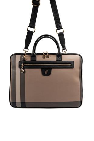 Silver & Polo SP1175 Kadın Laptop & Evrak Çantası Ekose Kahve-Siyah