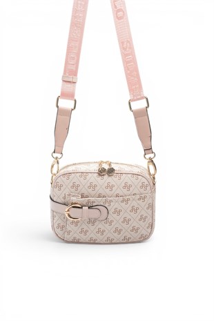 Silver Polo Pembe - Pudra Monogram Kadın Çapraz Çanta SP1256