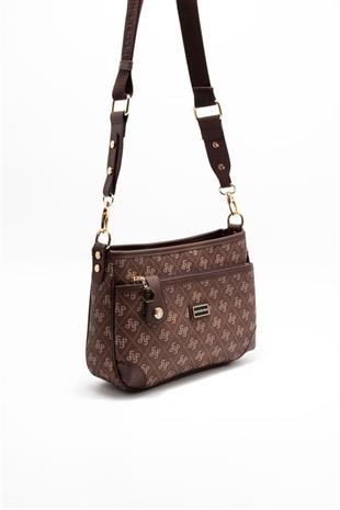 Silver Polo SP1160 Kadın Çapraz Çanta Monogram Kahve-Kahve