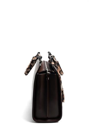 Silver & Polo SP1174 Kadın El Çantası Düz Kahve-Kahve-Leopar Taba