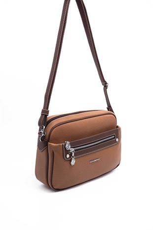 Silver & Polo SP753 Kadın Çapraz Çanta Petek Karamel-Kahve