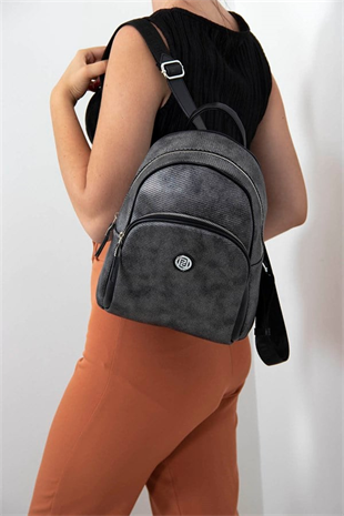 Silver & Polo SP1062 Kadın Sırt Çantası Petek M.Gümüş-Siyah