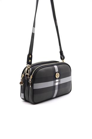 Silver & Polo SP745 Kadın Çapraz Çanta Ekose Siyah