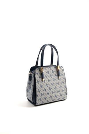 Silver & Polo SP1136 Kadın El Çantası Monogram Gri-Lacivert
