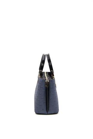 Silver & Polo SP987 Kadın El Çantası Logolu Lacivert-Lacivert