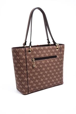 Silver Polo SP1176 Kadın Omuz Çantası Şeritli Monogram Kahve-Kahve