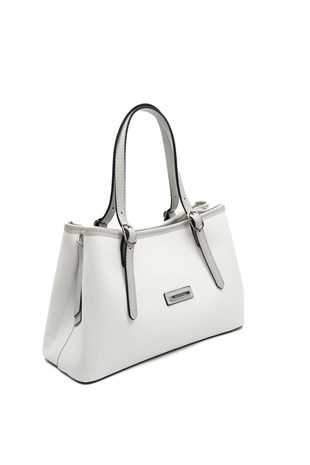 Silver & Polo SP1252 Kadın El Çantası Düz Beyaz-A.Gri