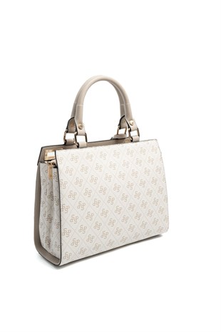 Silver & Polo SP1174 Kadın El Çantası Monogram Bej-Kum