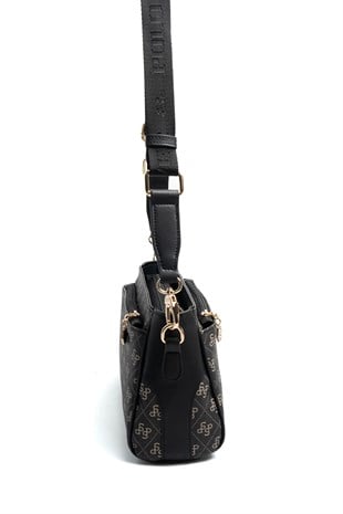 Silver & Polo SP1273 Kadın Çapraz Çanta Monogram Füme-Siyah