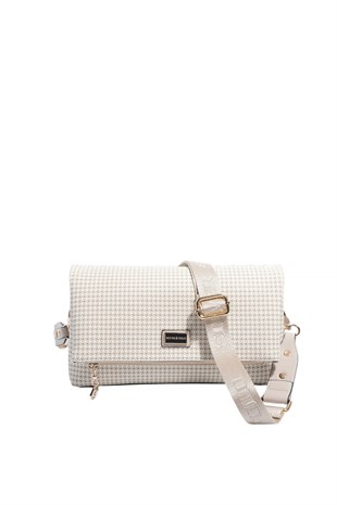 Silver & Polo SP1278 Kadın Çapraz Çanta King Desen Kum-Kum Beji