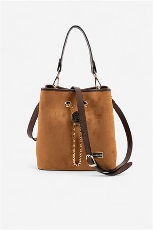 Silver & Polo SP967 Kadın Çapraz Çanta Süet Taba-Kahve