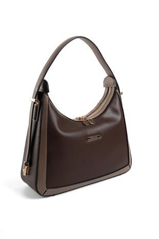 Silver & Polo Kahve - Vizon SP1187 Kadın Omuz Çantası